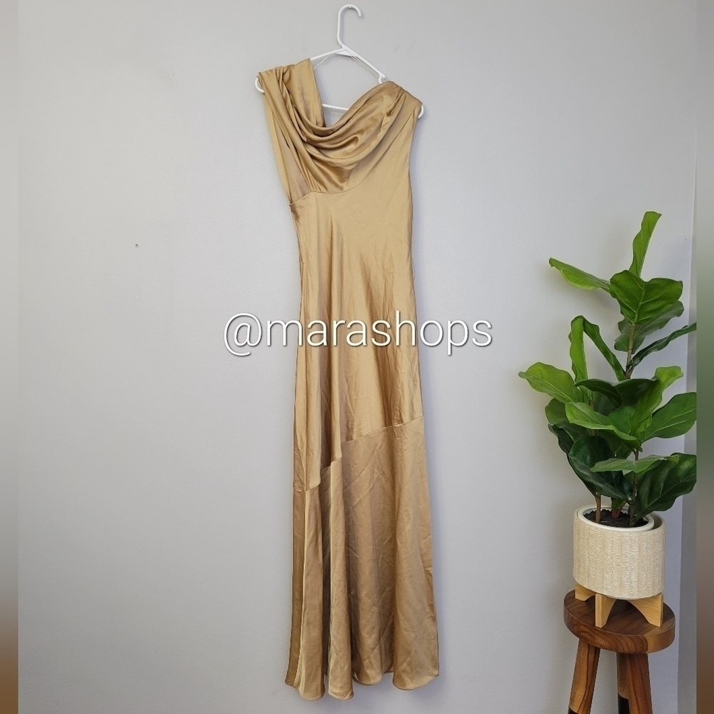 Significant Other Erika Tan Satin Dress - Picture 6 of 10